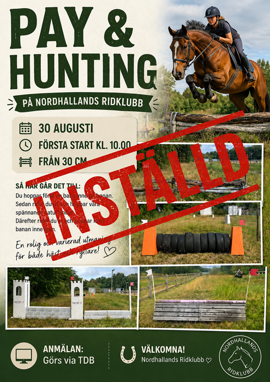 INSTÄLLD Pay & Hunting 30 augusti